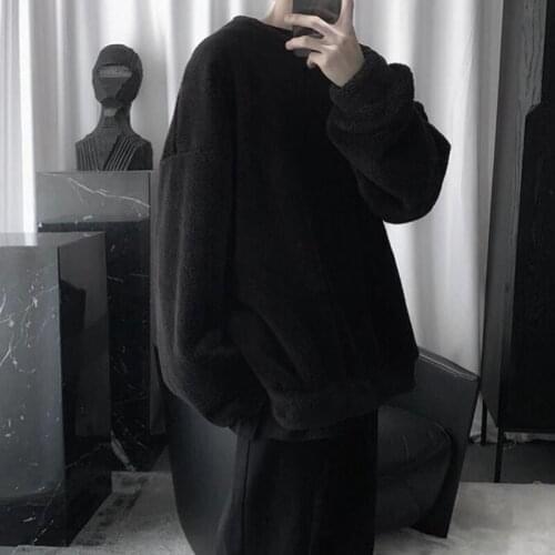 Mens Hip-hop Loose Pullover Hoodies Plus Velvet Thick Hoodie Female Fashion Warm Casual O-neck Sweatshirt Male Streetwear