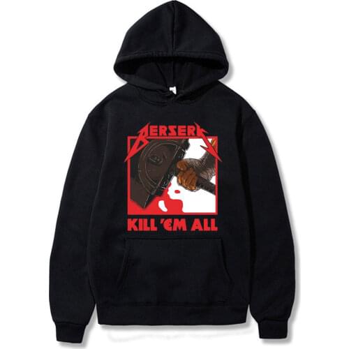 Japanese Comics Berserk Graphics Hoodie Sweatshirt 2021 Spring Autumn Unisex 100% Pure Cotton Casual Black Hoodies Male Dooded