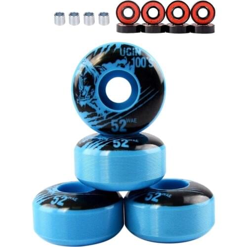 UGIN 52mm Skateboard Wheels with ABEC-9 Bearings and Spacers Cruiser Wheels (Pack of 4)