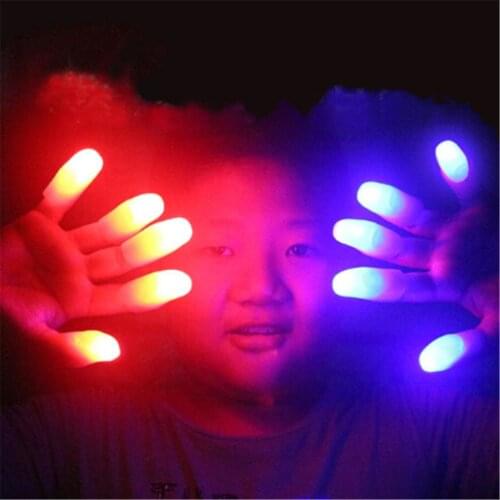 Fun and novel children magical glowing toys children glowing gifts magic tricks props fun LED lights flashing fingers 2 random