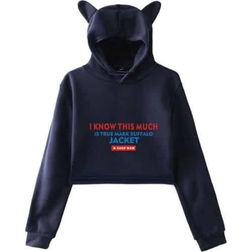 I Know This Much Is True spring Kawaii cat ear cotton hoodie casual pullover and loose hoodie tops comfortable short sexy hoodie