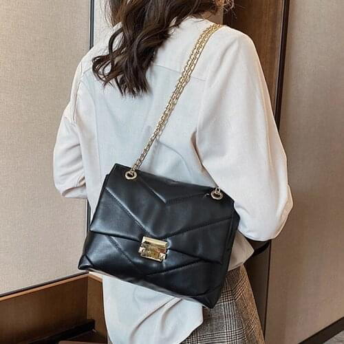 Chuwanglin Womens Shoulder Bags Leather Metal Chain Shoulder Purses And Handbag Women Clutch Bags Ladies Hobo bag 4231340