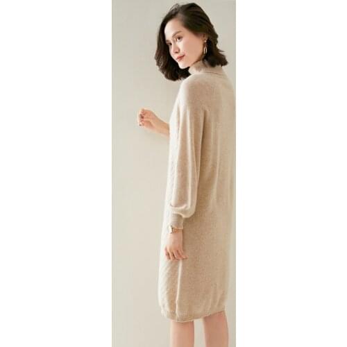 Adishree woman winter 100% Cashmere sweaters autumn knitted Pullovers dresses High Quality Warm Female thickening Turtleneck