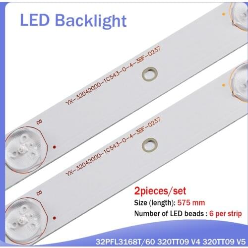 1set=2Pieces 6Lamps LED Backlight strip l BAR FOR P hilip s 32PFL5708/F7 32PHG4109/78 32PHH4109/88 320TT09 V5 V4 32PFL3138H/12