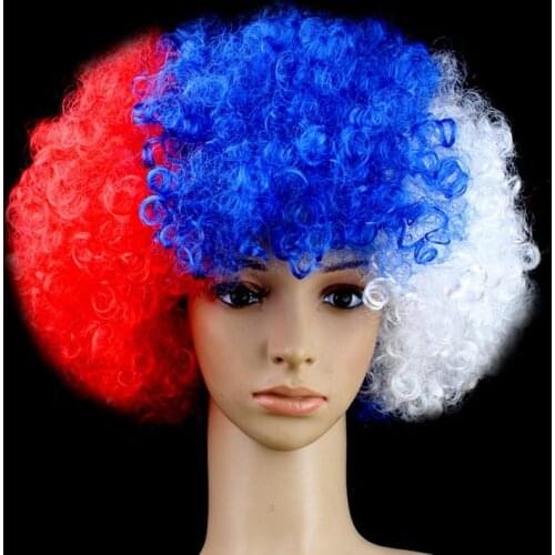 12 National flag colors Curly football fans Headwear Circus Clown Cosplays Joker droll Costumes Carnival party dress