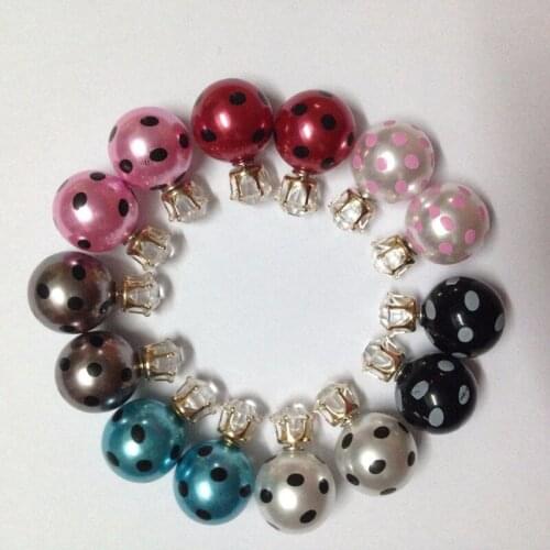 2021 New Fashion Jewelry Double Side Crystal 16MM Pearl Frosted Matte Stud Earring Gift For Women Girl Mix Color