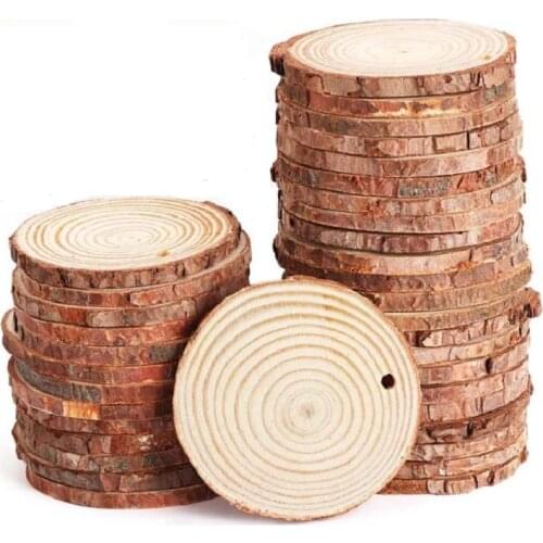 3-18cm Thick 1 Pack Natural Pine Round Unfinished Wood Slices Circles With Tree Bark Log Discs DIY Crafts Wedding Party Painting