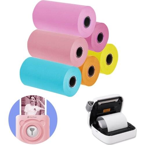 6 Rolls 57x30mm Thermal Paper Label Paper Adhesive Sticker Photo Paper Blue Pink Yellow White For Peripage Paperang Printer