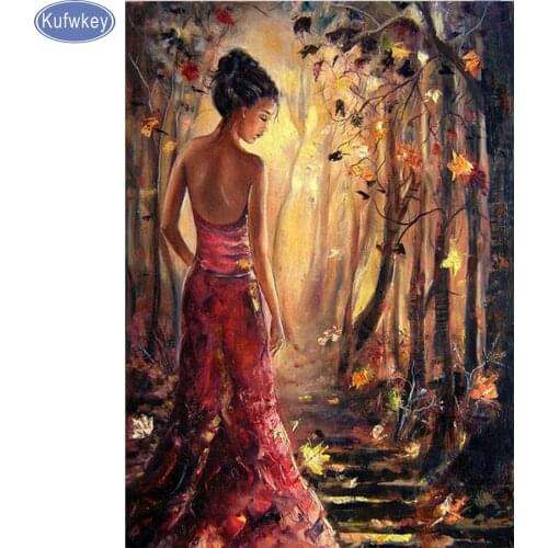 5D Diy Diamond Painting 3d Cross Stitch Handmade Diamond Embroidery woman beauty of forest Rhinestones Diamond Mosaic Home decor