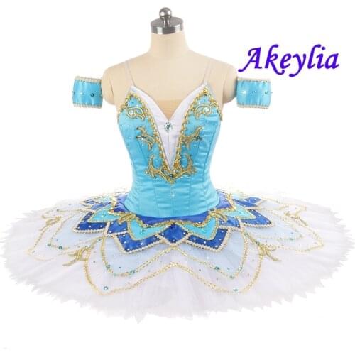 High quality Sleeping Beauty Ballet Tutu Professional girls Blue White Women ballet performance competition Costume Satin JN0193