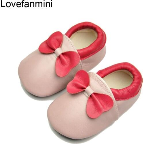Baby Shoes Soft Genuine Sheepskin Leather Baby Boys Girls Infant toddler Moccasins Shoes Slippers First Walkers Non-slip Bow 119