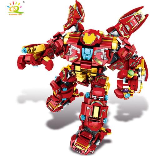 HUIQIBAO 820PCS City War Super Armor Robot Building Blocks Military Warrior Mecha Figures Weapon Bricks Toys Man For Children