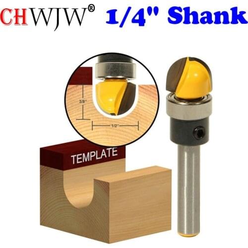 1pc 1/4" Shank Round Nose Router Bit with Shank Bearing - 1/2" W x 3/8" H For Woodworking Cutting Tool