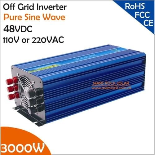 3000W Off Grid Pure Sine Wave Inverter, 48VDC Solar Inverter for 110VAC or 220VAC Home Appliances, Surge Power 6000W PV Inverter