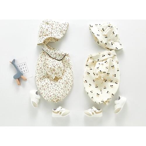 Newborn Baby Girls Rompers Short Sleeve Infant Kids Lapel Print One-piece Bodysuit for Boys Summer Cotton Clothing