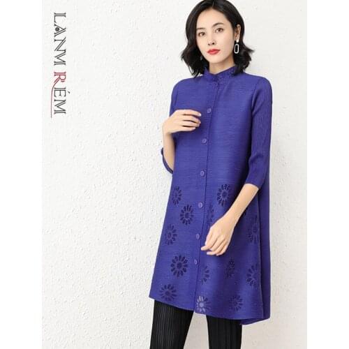 LANMREM 2021 Women Pleated Dress Lady Vintage Printed Dress Half Sleeve Autumn Dresses Elegant Female Office Clothes 2A3406