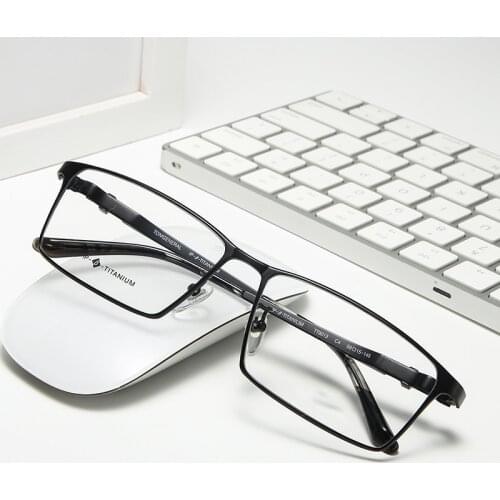 Logorela Men Pure Titanium Glasses Frame Fashion Male Square Ultralight Eye Myopia Prescription Eyeglasses 9013