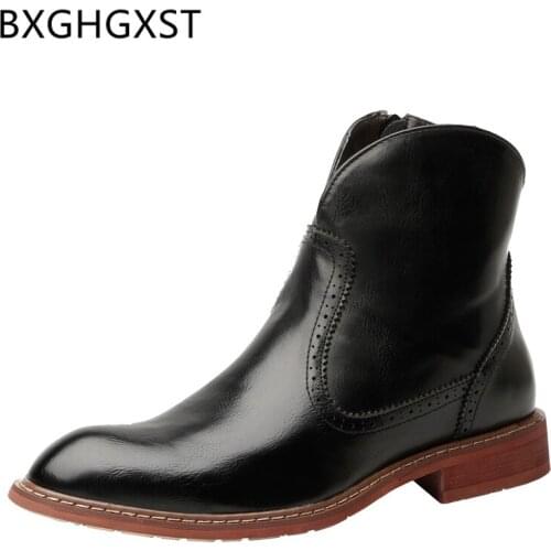 Cowboy boots mens winter vintage shoes black mens dress boots brand shoes 2020 Coiffeur designer shoes men boots genuine leather