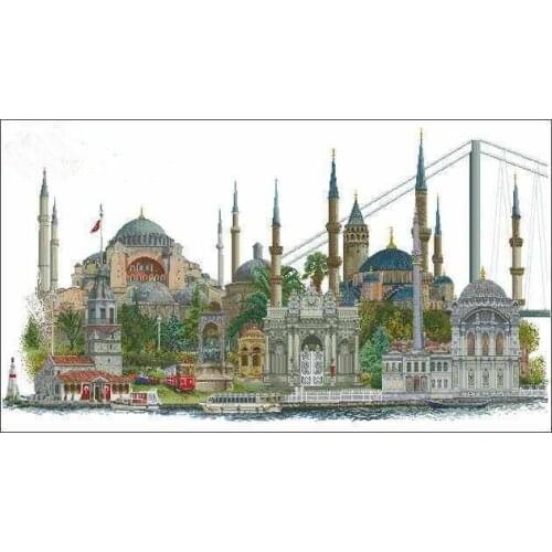 Istanbul Turkey Famous City Building Scenery Cross Stitch Kits Top Quality Embroidery Needlework DIY 14CT Unprinted Handmade