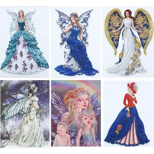 Diamond Painting Kits for Adults DIY 5D Angel Wing Dress Lady Partial Drill Special Shaped Rhinestone Diamond Arts Crafts