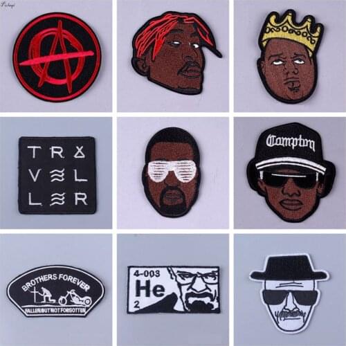 Pulaqi Rock Band Patches For Clothing Metal Hippie Negro Patch Name Embroidered Iron On Patches On Clothes Stripes DIY Appliques