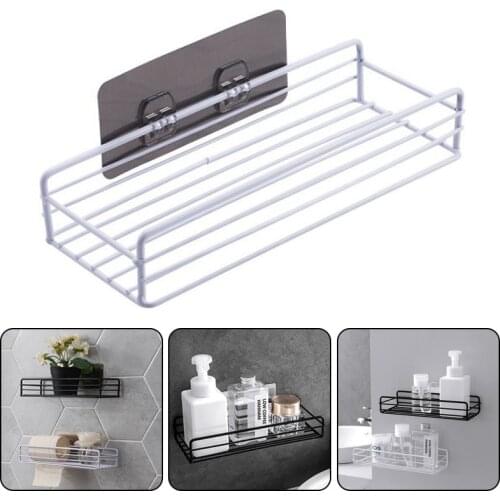 Wall Mounted Bathroom Shelves Floating Shelf Shower Hanging Basket Shampoo Holder WC Accessories Kitchen Seasoning Storage Rack