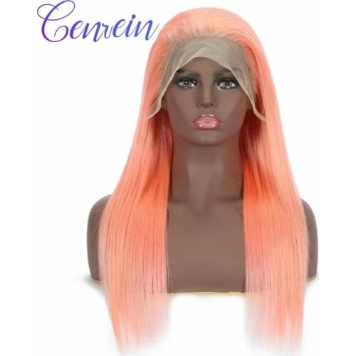 Pink Brazilian Bone Straight 180% Lace Front Human Hair Wigs For Women Pre plucked Transparent 13x4 Lace Front Wig