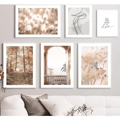 Beige Dandelion Reed Butterfly Bridge Nordic Posters And Prints Wall Art Canvas Painting Wall Pictures For Living Room Decor