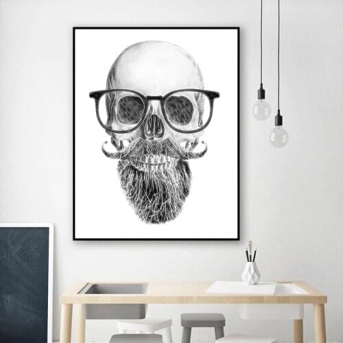 Stylish Morderm Cool Scull Man Canvas Painting Prints Poster Room Living Room Home Decoration Wall Art Picture