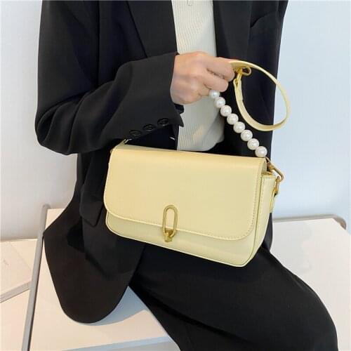 PU Leather Beaded Decoration Designer Shoulder Bags Ladies Womens 2021 Fashion Casual Crossbody Luxury Female Small Bag