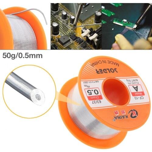 63/37 50g 0.5-1.5mm No-clean Rosin Core Solder Tin Wire Reel with 2% Flux and Low Melting Point for Electric Soldering Iron