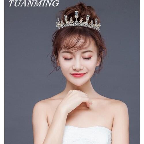 Crystal Crown Tiaras For Women Bride Rhinestone Pearl Crown Tiara Hair Jewelry Wedding Queen Crowns Head Jewelry Headbands