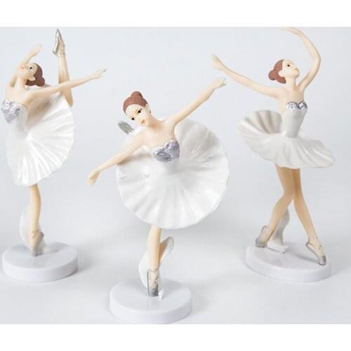 3Pcs/Set Cake Ornaments Topper Ballet Dancing Girls Birthday Party Engagement Wedding Cake Topper with Base Cake Decorations
