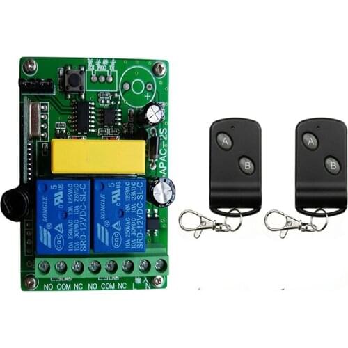 433Mhz Universal Wireless Remote Control Switch AC 220V 2CH Relay Receiver Module and RF 433 Mhz Remote Controls