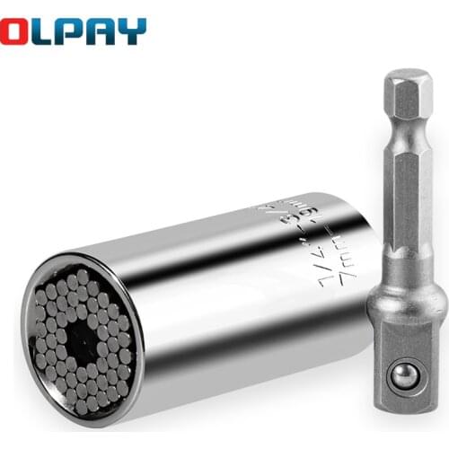 Universal Torque Wrench Head Socket Sleeve 7-19mm Spanner Key Power Drill Ratchet Bushing Grip Multi Hand Tools Set