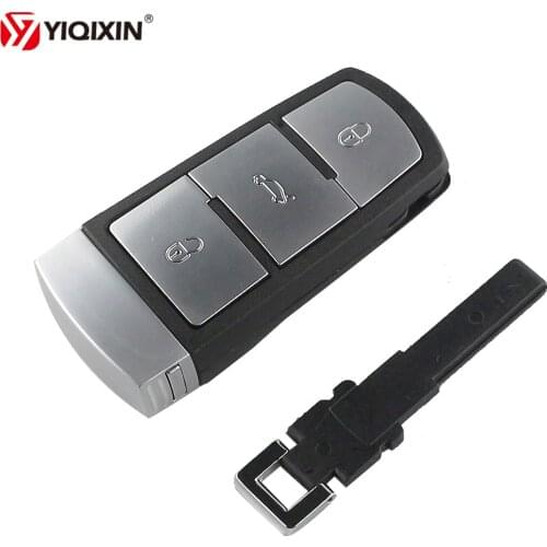 YIQIXIN 3 Button Smart Card Cover Remote Car Key Shell Case Fob For VW Volkswagen Magotan Passat B6 CC With small key blade