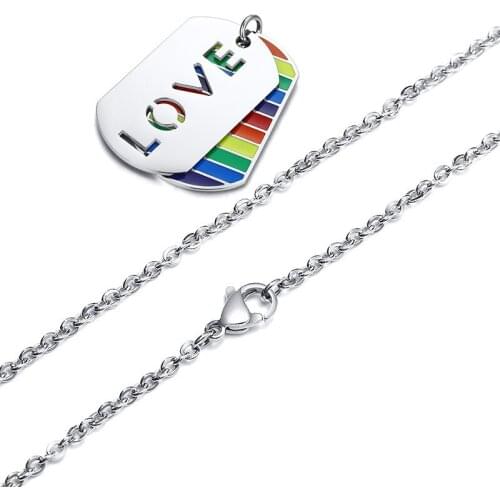 Titanium steel two-piece rainbow Similar Jewelry Love Pendant Necklace Rainbow Jewelry N00833