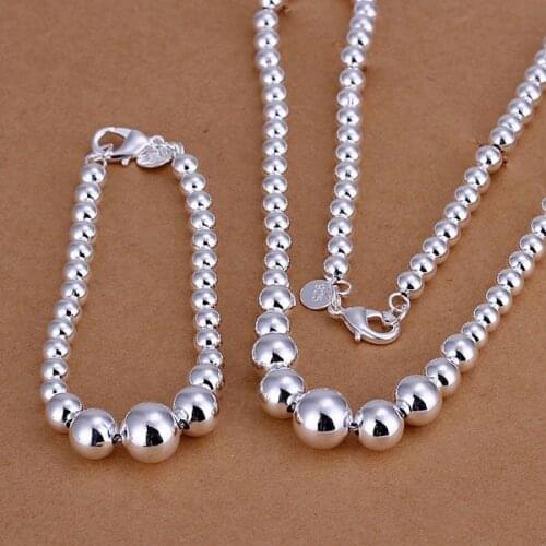S080 Silver Color Jewelry Sets Lovely Silver Exquisite Jewelry Big And Small Bean Free Shipping Charm Gifts Fashion Jewelry