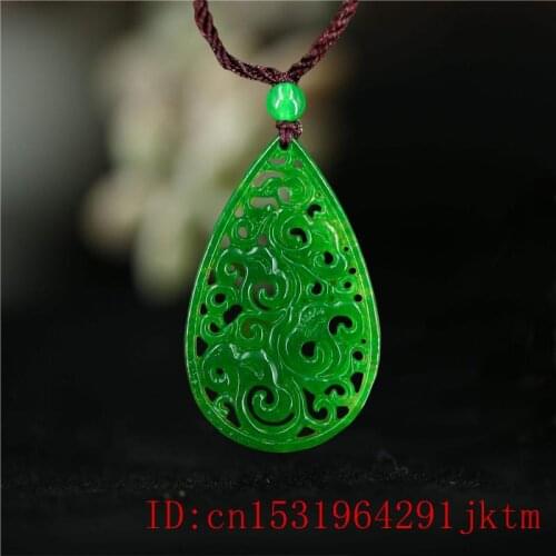 Green Jade Ruyi Pendant Jadeite Gifts Fashion Jewellery Amulet Natural Chinese Charm Necklace Lucky Carved