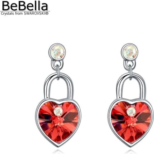 BeBella women gift 7 colors heart crystal earrings made with Crystals from Swarovski