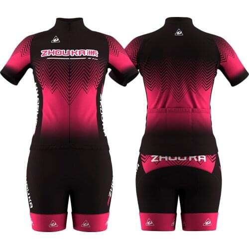 Zhouka Custom Women Summer MTB Bike Jersey And Short Pants Cycling Suit