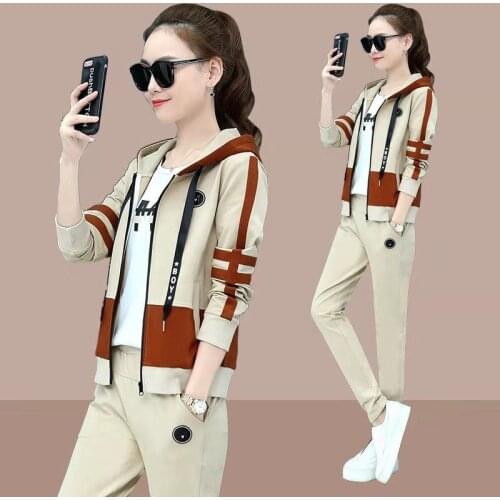 New Two-piece Womens Cotton Hoodies And Long Pants Spring And Autumn Sports Set