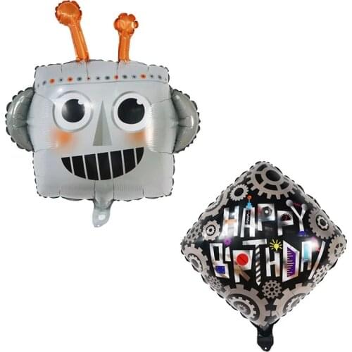 10/50pcs Cartoon Game Pioneer Robot Head Foil Helium Balloons Mechanical Air Globos Birthday Party Decorations Inflatable Toys