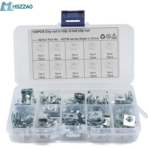 100 Pcs zinc U-shaped reed nut Speed Fasteners U Nuts Self Tapping Screw Spire U Clips Interior Trim Panels