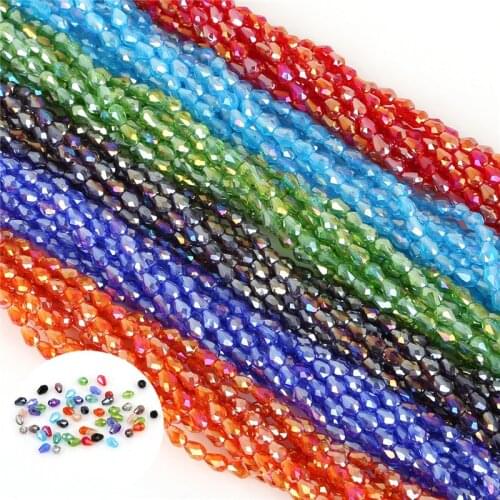 100pcs/lot 3x5mm Austria Teardrop Crystal Waterdrop Beads Loose Spacer Beads For DIY Jewelry Crafts Sewing Clothing Accessories