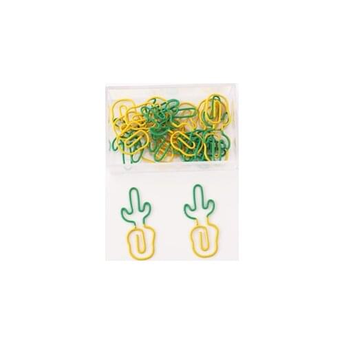20pcs two-color paper clip cactus cute shape paper clip bookmark paper clip