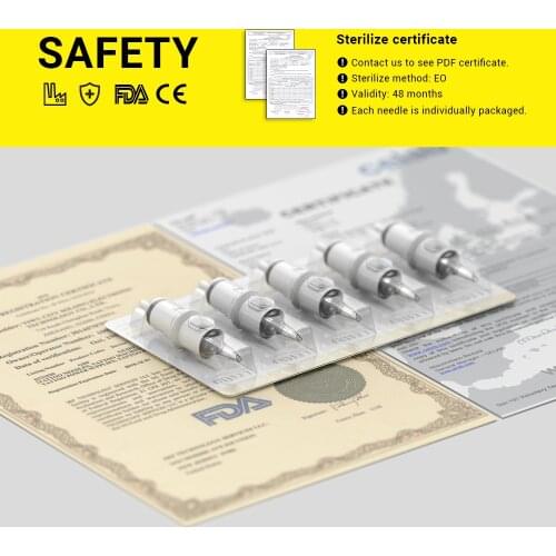 20pcs Tattoo Needles RL RS RM M1 Disposable Sterilized Safety Tattoo Needle for Cartridge Machines Grips