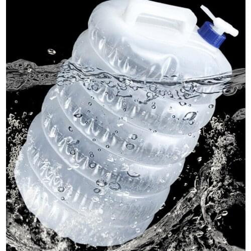 3L/5L/8L/10L Portable Outdoor Car Camping Plastic Folding Bucket PE Collapsible Water Bucket Press The Water Outlet