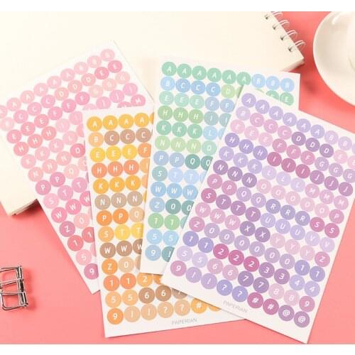 3-4 Sheets Colorful Numbers Letter Alphabet Sticker Cute Love Heart Stickers DIY Planner Notebook Journal Decorations Stationery