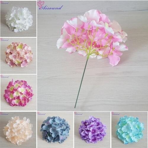 40pcs 20cm Large Silk Hydrangea Flower Head With Stem DIY Floral Wall Supplies Floral Arrangement For a Wedding Decoration